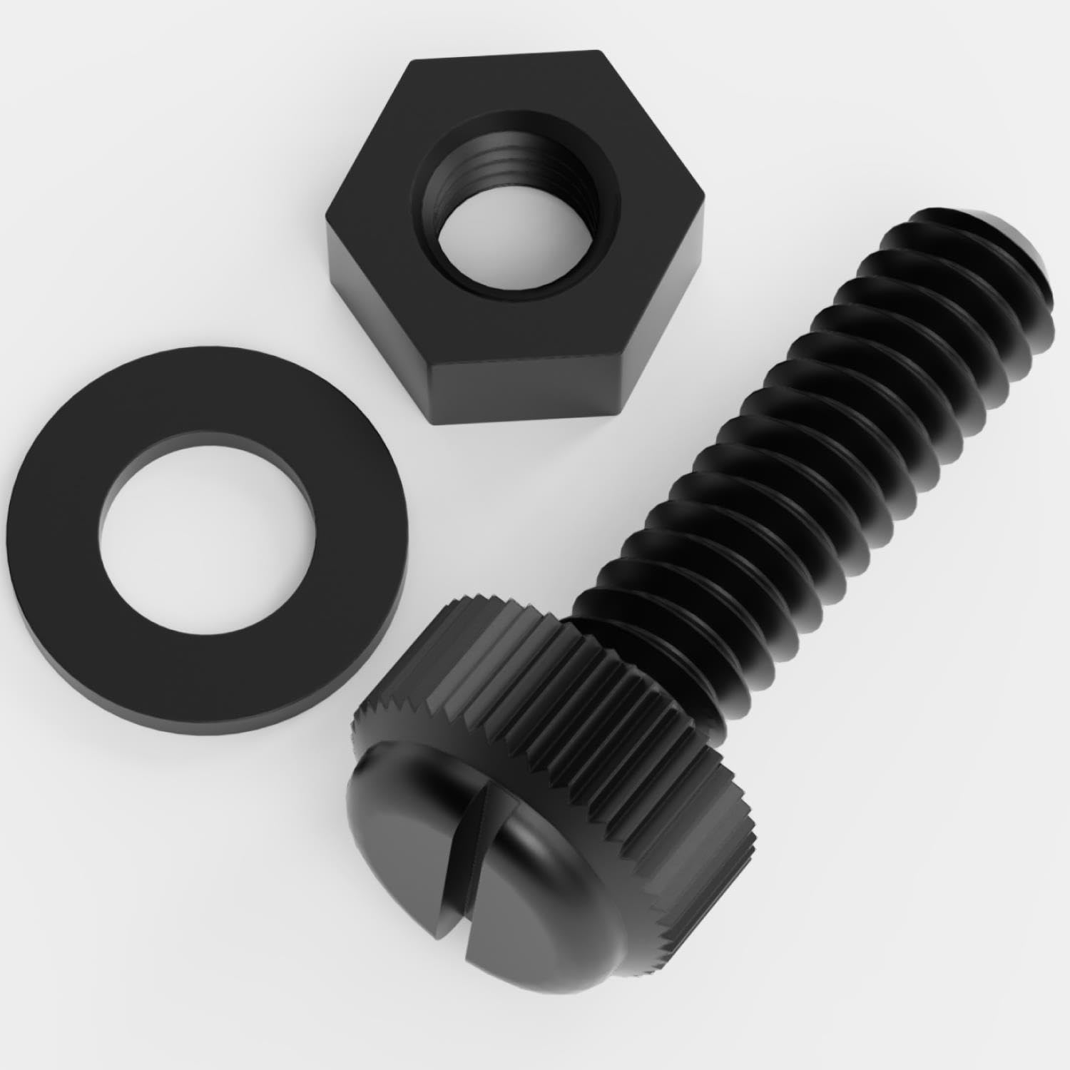 50x Black, Nylon Plastic, Thumbscrews, M8 x 30mm, knurled, Nuts, Washers & Bolts