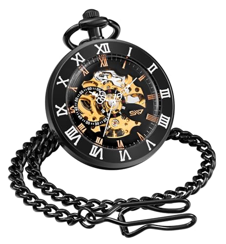 ShoppeWatch Montre a Gousset pour Homme avec Chaîne | Montre de Poche Vintage à remontage Manuel | Mouvement Mécanique | Accessoire de Costume Steampunk...