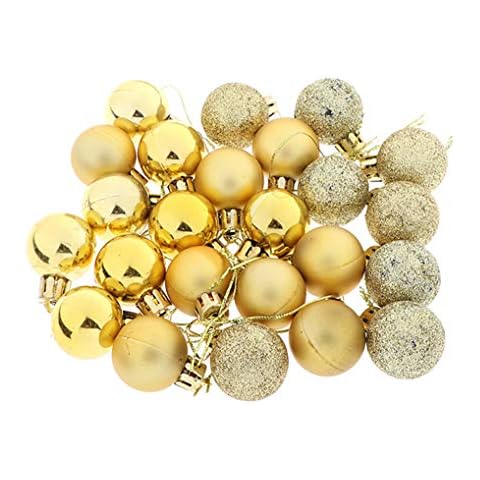 GIYOMI 24pcs Shatterproof Christmas Ball Ornaments Multicolor Christmas Tree Decoration Balls for Holiday Wedding Party Decoration,with Hanging Hole and Short Line,Diameter 30mm/1.2in (Golden) Cover