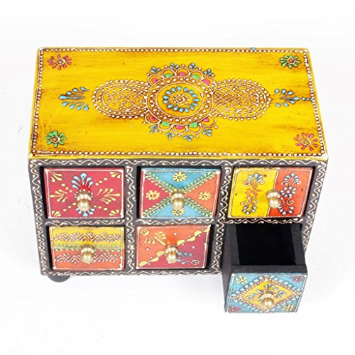 Image of Traditional Handpainted 6 Drawer Chest. 8x5x6 Inch