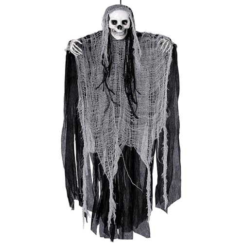 JOYIN Halloween-Dekorationen, 89 cm Lange hängende Sensenmänner, fliegendes Gespenst-Skelett, ideal für Spukhäuser drinnen und draußen, Halloween-Partys und als Veranda-Dekoration JOYIN Halloween-Dekorationen, 89 cm Lange hängende Sensenmänner, fliegendes Gespenst-Skelett, ideal für Spukhäuser drinnen und draußen, Halloween-Partys und als Veranda-Dekoration