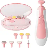 Cortador e Lixa de Unha Elétrico para Bebês e Adultos, 6 em 1, com Luz LED e Motor Silencioso, Rosa
