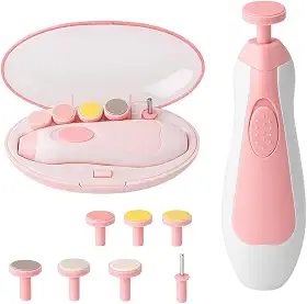 Cortador e Lixa de Unha Elétrico para Bebês e Adultos, 6 em 1, com Luz LED e Motor Silencioso, Rosa