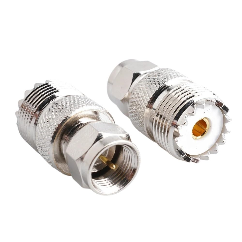 Adattatore di spina PL259 SO239 UHF maschio femmina a connettore femmina F TV maschio PL-259 SO-239, connettore dritto in rame nichelato (FJ-UHFK)