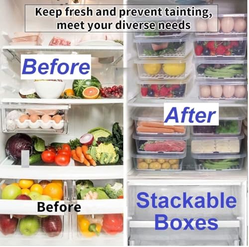 Image of HomeWiz Fridge Storage Containers 2000ml x6 | Air Tight Storage Container Set | Fridge Organiser Storage Boxes |Food Grade BPA-Free Plastic Containers |Stackable, Transparent, for Fruits & Vegetables