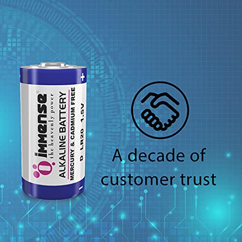 Image of Immense D Size 1.5 Volts Alkaline Battery for Heavy-Duty Flashlights, Air Pumps & Professional Devices | Non Rechargeable Cell (Pack of 12)