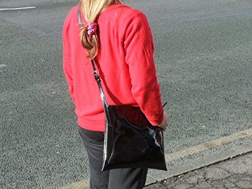 LONI Womens Hot Faux Patent Leather Shoulder Bag Cross-Body Bag Flat with Zip-Top2