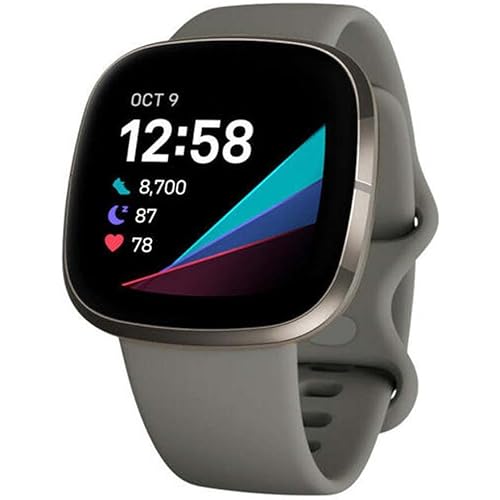 Fitbit Sense Advanced Smartwatch with Tools for Heart Health, Stress Management & Skin Temperature Trends, Sage Grey/Silver, One Size (S & L Bands Included)