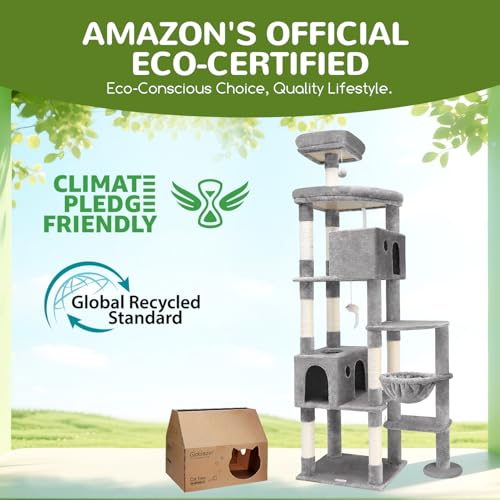 Image of Globlazer Giant Cat Tree for Indoor Large Cats, 83in, F83, Light Grey