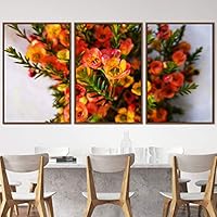 3 Piece Framed Canvas Wall Art Orange Blossom Canvas Prints Home Artwork Decoration for Living Room,Bedroom - 16