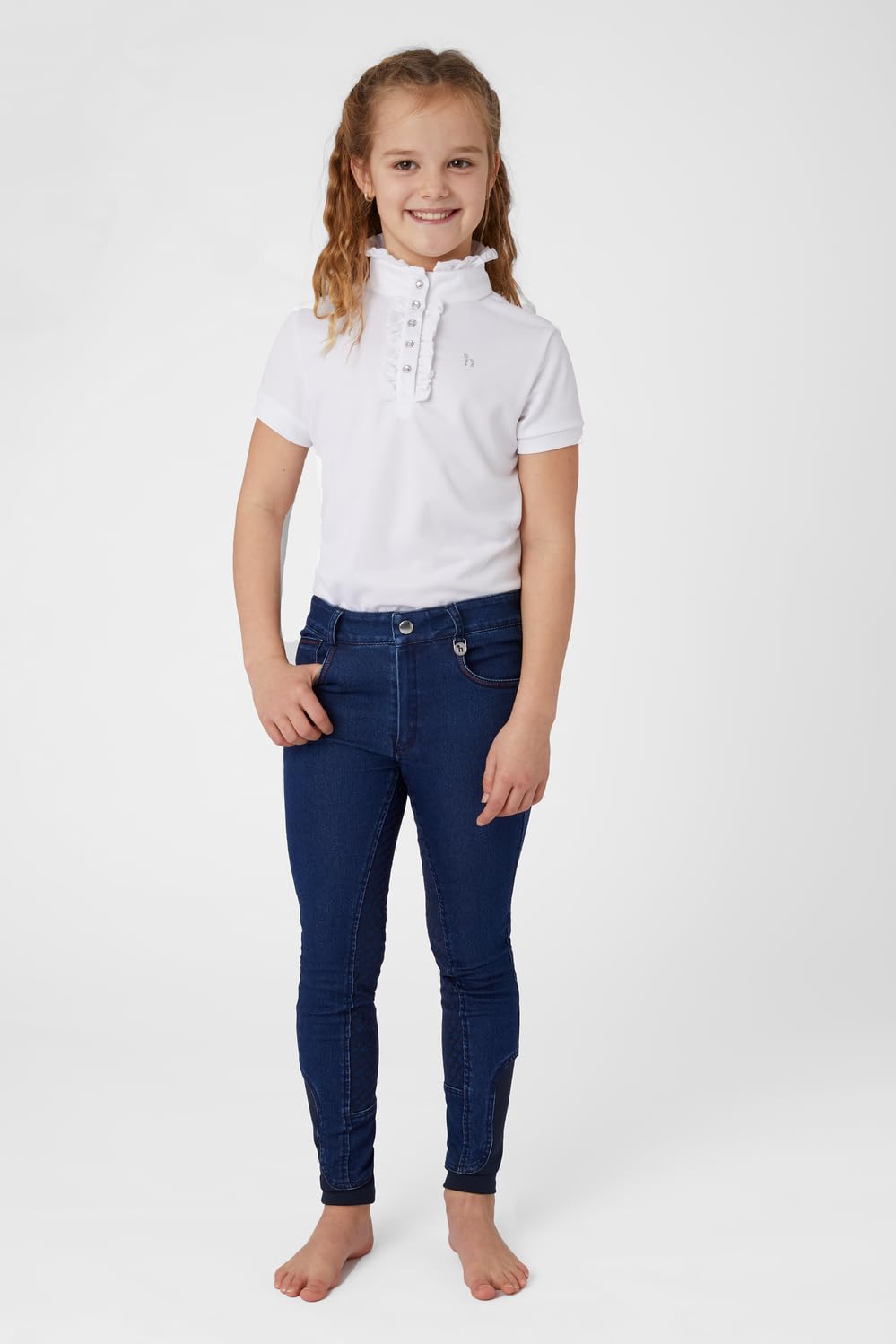 NETPROSHOP Kinder Jeans Reithose Annabel mit Mittelhohem Bund und Silikon Vollbesatz Gr. 130-160