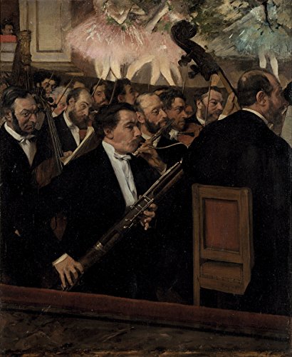 Cuadro Edgar Degas: Ensayo de la Orquesta en la Ópera en lámina mate con marco marrón chico