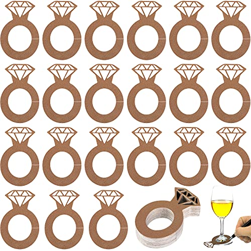 60 Pieces Wine Glass Charms Markers Paper Wine Drink Ring Tags Diamond Shape Drink Rings Markers Diamond Drink Markers Wine Charms Wedding Glass Identifiers for Valentines Day, Rose Gold