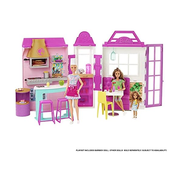 Barbie Coffret Le Restaurant de avec Une poupée Mannequin, Plus de 30 Accessoires et 6 Zones de Jeux Jouet Enfant, Dès 3 Ans, HGP59 51gR26R A8S. SS600