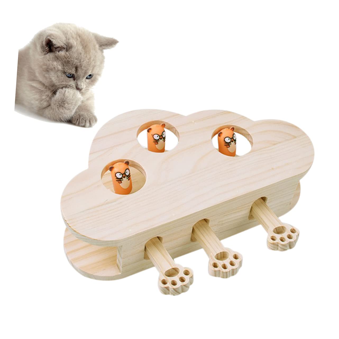 COLLBATH Juguete para atrapar Gatos Juguete Interactivo para Gatos Ratones s para Mascota raspador Gatito Gato de De Madera