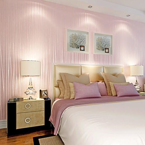 Trendy source 3d Textured Wallpaper for walls Background Damask wallpaper, Dustproof, Moistureproof, Anti-Bacterial  Non-Woven Wallpaper for wall murals living room Pink 21.6" x 393.7"