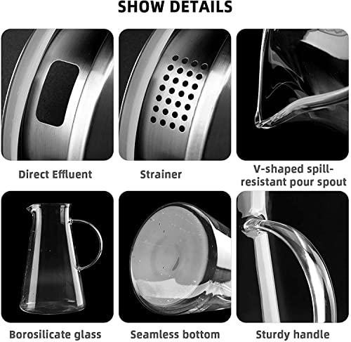Image of Wringo Premium Glass Water Jug - 1.8 LTR, Transparent, Hot Cold Water Glass Pitcher with Steel Lid Water Jug, Iced Tea, Milk and Juice Beverage Carafe, Lemon Jug 1800ML (WQ-04)