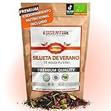 Té Quemagrasas Potente Para Adelgazar fat burner. Adelgazante natural para la pérdida de peso. Infusión Detox Natural Adelgazante con Té rojo pu-erh, Té Verde Sencha, Manzana, Escaramujo, Fresa y Kiwi