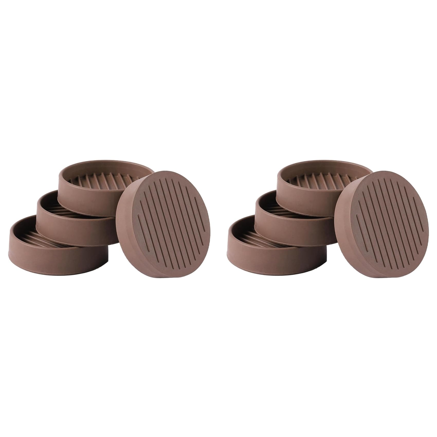Hndhbfgrt 8Pcs Round Rubber Furniture Caster Cups, Anti-Sliding Furniture Pads Bed Stopper Floor Protectors Brown