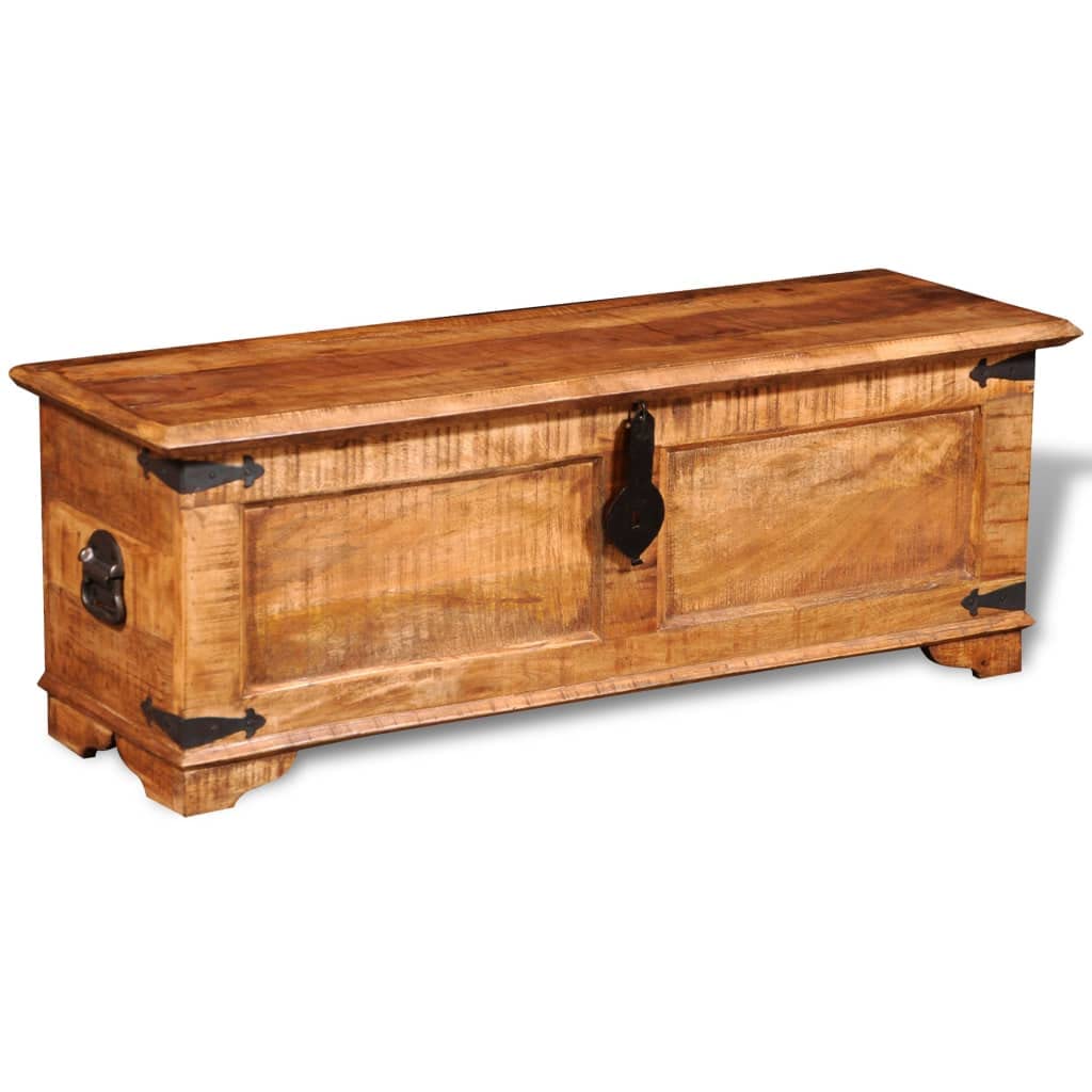 HOMIUSE Baúl de almacenamiento de madera de mango áspero, cofre del tesoro con tapa, caja del tesoro, baúl de madera con tapa, banco de baúl, con cerradura, caja no con cerradura, 110 x 35 x 40 cm