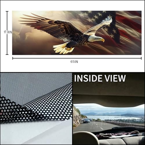 Image of Rear Window Decals for Trucks - 65x17.3 in Back Window American Flag Decals Fit Most Pickup Trucks SUV, Vinyl Back Window Decal Truck Rear Window Graphics for Personalized