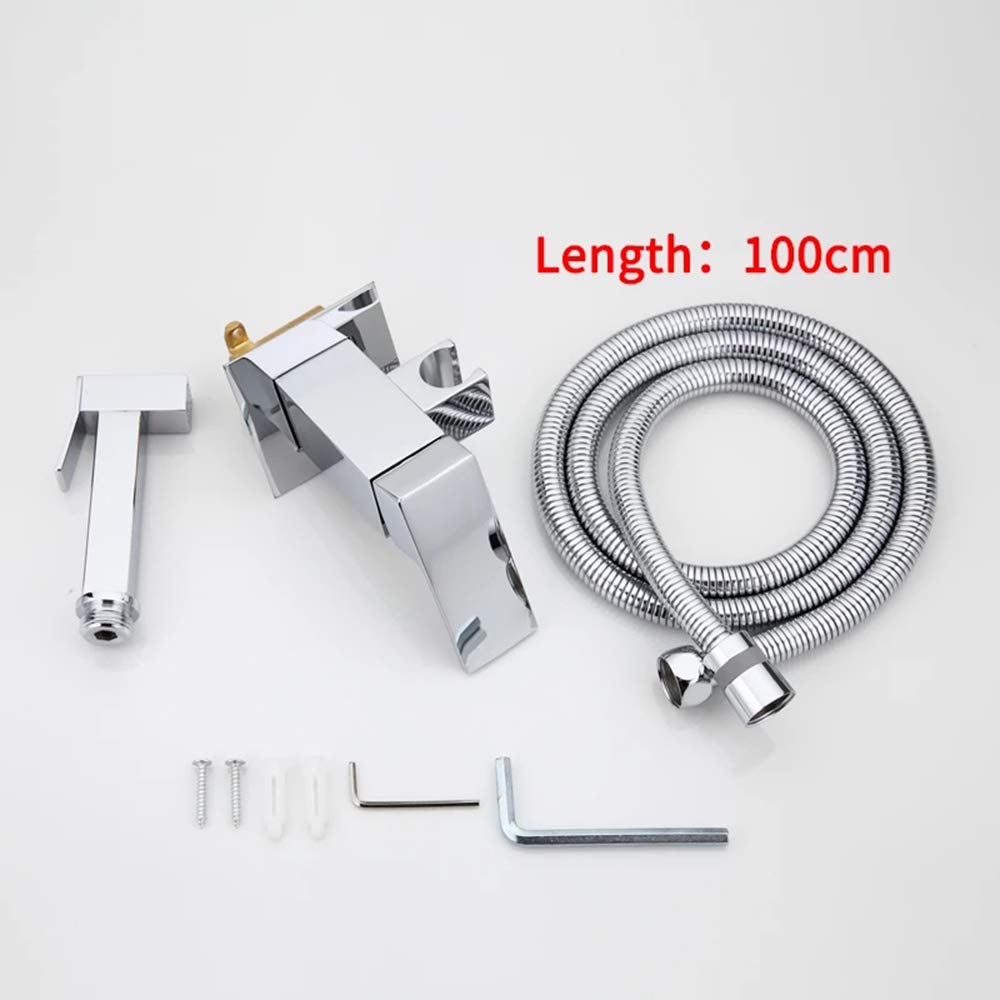 ChromeSprayer Latón Ducha de mano Rociador de inodoro Mezclador de agua fría y caliente Rociador de ducha cuadrado for baño, fácil de instalar