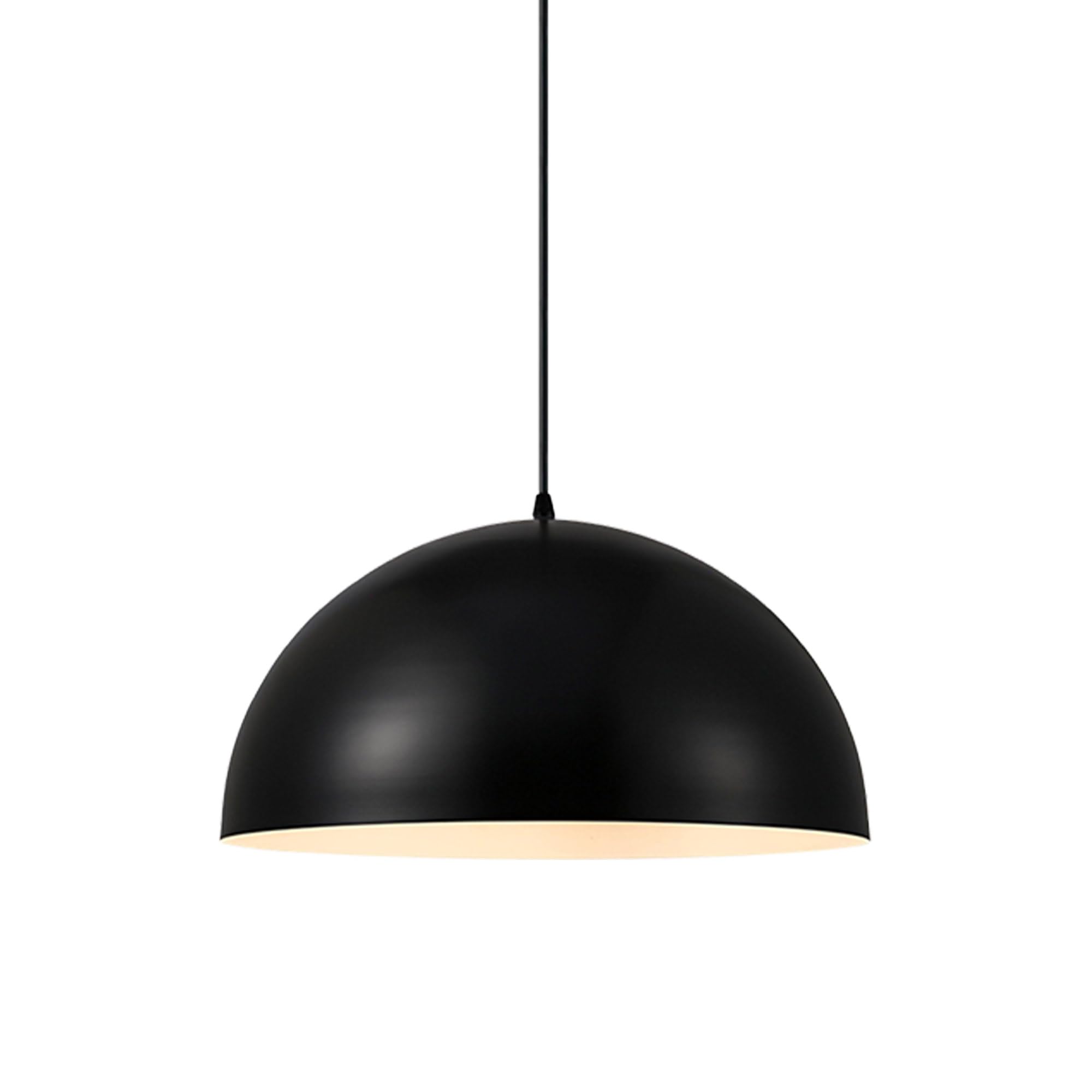 Mossodor Black+White Creative Metal Bowl Lampshades 35Cm, Black Inside White Pendant Light - Include 1X Edison Filament Bulb - For Kitchen, Bedroom Dinning Room, Restaurant Bar.