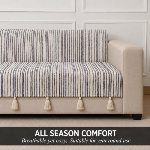 Image of STITCHNEST 'Nomad Weave Collection' 2 Seater Sofa Cover - Full Coverage| Elegant Jacquard Fabric, Decorative Tassels, Washable & Durable for Modern Living9
