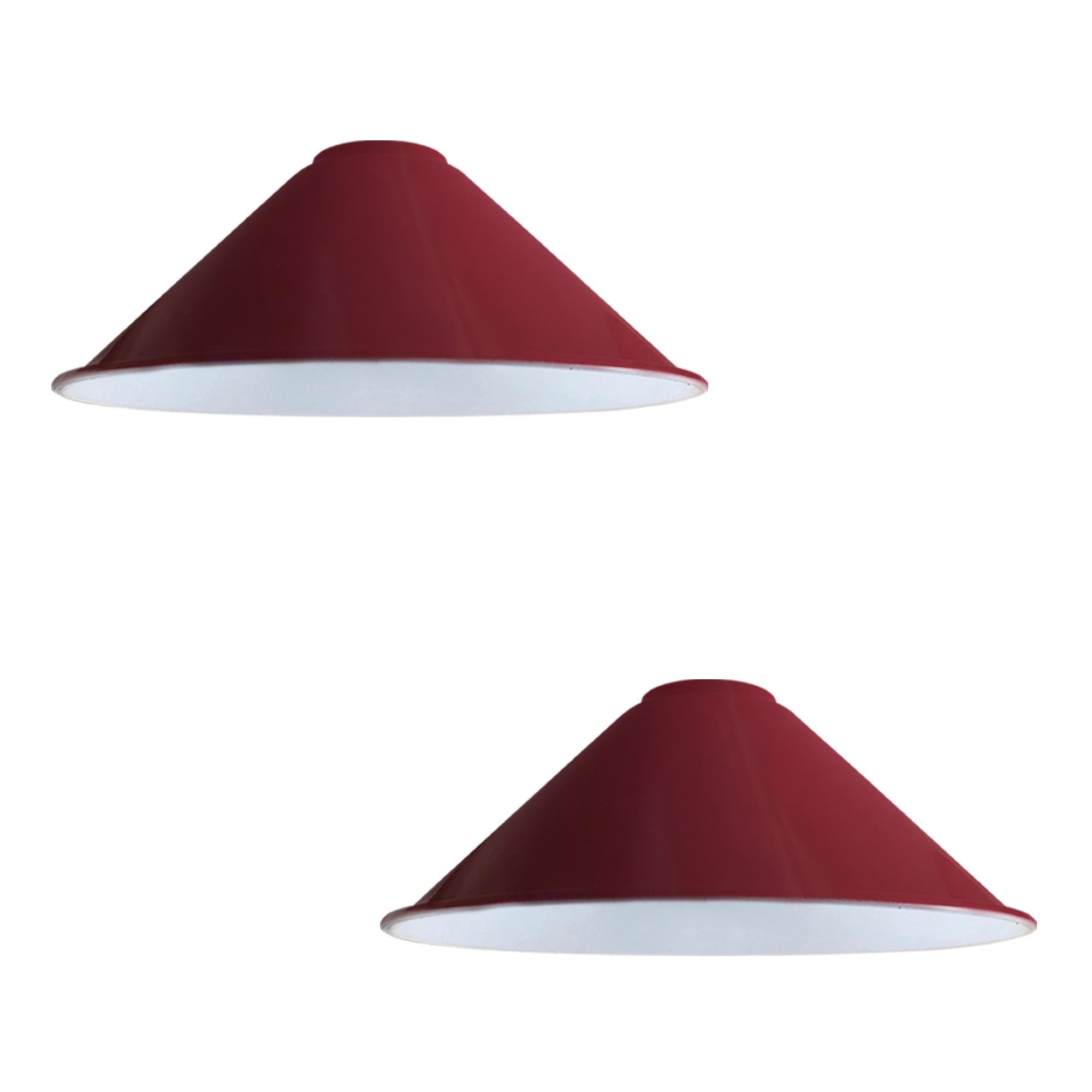 Vintage Industrial Metal 22cm Easy Fit Cone Shape Pendant Ceiling Light Lampshade for Bed Room Kitchen Living Room Conservatory Dining Room (Burgundy 2 Pack)