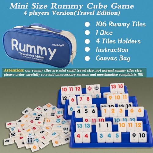 Juego de rummy portátil Doublefan con soportes estables y bolsa 3