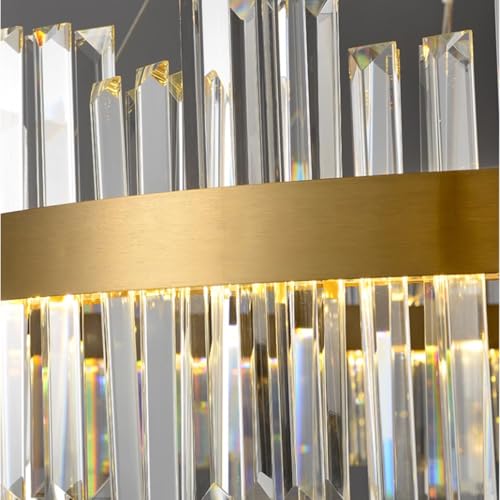 Chandelier en cristal moderne LED 72W suspension dorée salon - 7