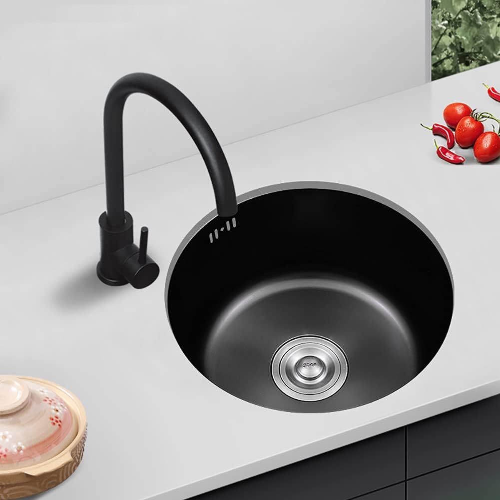 Stainless Steel Round Bowl Kitchen Sink,Catering Single Sink,Built-in Sink with Reversible Drainer,for Garage,Restaurant,Kitchen, Laundry Room,Outdoor