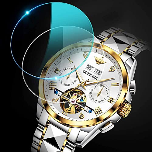 OUPINKE Mens Watches Automatic Skeleton Tourbillon Self Winding Luxury Sapphire Crystal Business Dress Wristwatch3
