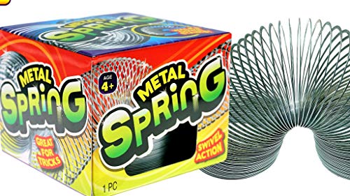 JA-RU Jumbo Silver Metal Spring (1 Toy) 2.5 Inch Coil Vintage Toy - Travel Size Game, Treasure Box Classroom Prize for Kids, Party Favor for Teens. 1701-1A