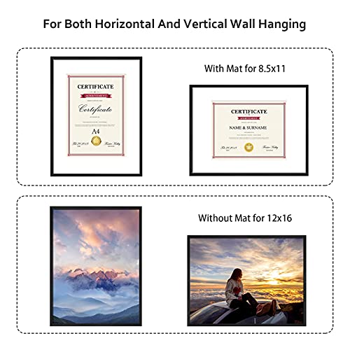 Giftgarden 8.5 X 11 Picture Frame With Mat Aluminum, Metal 12X16 Frames Matted To 8.5X11 Certificate Award Document For Wall Hanging, Black, Set Of 8 #TOP1