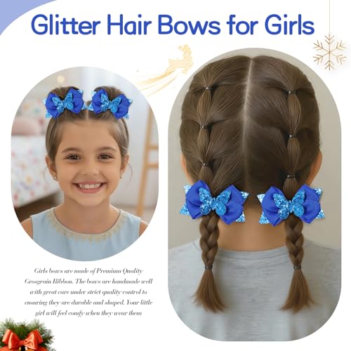 Pinzas para cabello con lazo azul brillante de 3 pulgadas miniatura 3