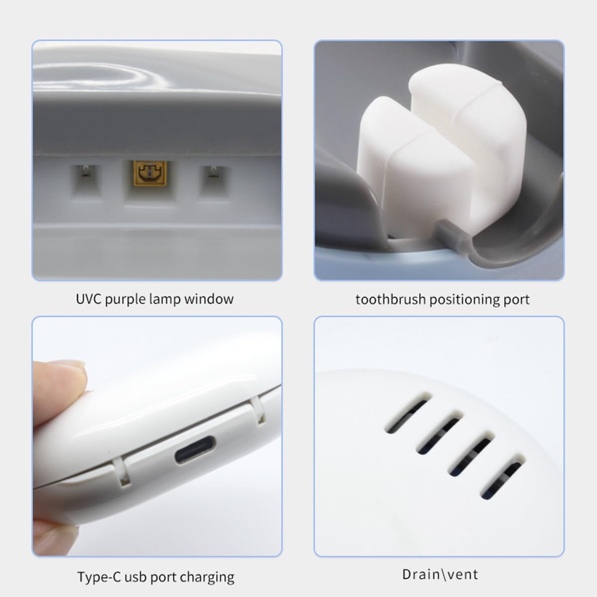 Étui de stérilisateur de Brosse à Dents UV, Mini stérilisateur de Brosse à Dents Portable, Ensemble de stérilisateur de Brosse à Dents Rechargeable avec Support