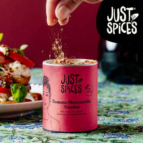 Just Spices Tomate Mozzarella Topping I Mache leckere Antipasti wie im Italien-Urlaub I Gewürzdose, 65 g