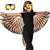 D.Q.Z Double-Sided Bird Wings Owl Costume for Kids Dress Up Clothes Feather Headband, Toddlers Eagle Animal Role Play Halloween (Grey)
