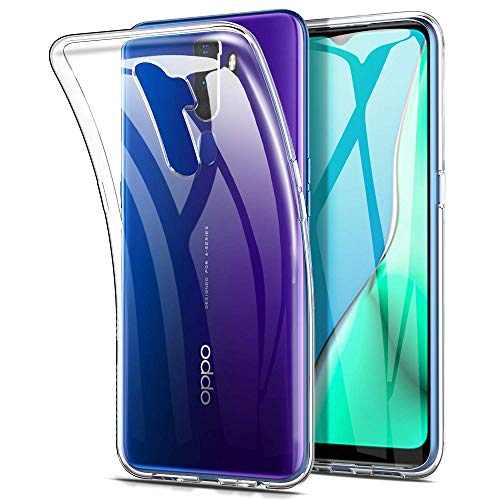 REY Cover in Gel TPU Trasparente per Oppo A5 2020 - A9 2020, Ultra Sottile 0,33 mm, Morbido Flessibile, Custodia Silicone