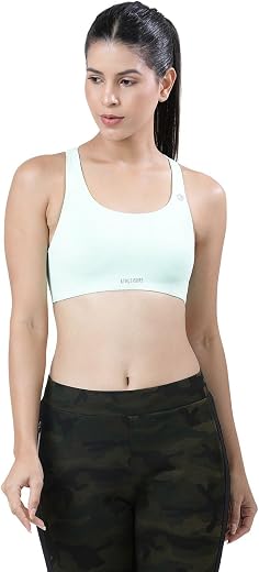 Lovable Women's Polyester Spandex Scoop Neck Seamless Slip-on Non-Padded Wirefree Full Coverage Criss-Cross Back Style Spo...
