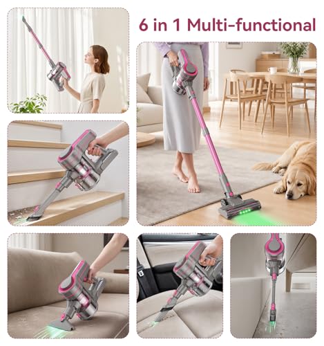 Image of 600W /50Kpa Cordless Vacuum Cleaners for Home, 50Mins Stick Vacuum with Self-Standing,Anti-Tangl,Lightweight Wireless Vacuum for Hardwood Floors Carpet Pet Hair Car