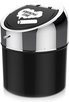 LegendTech Stainless Steel Ashtray with Lid, Portable Windproof Ashtray Large Capacity Anti Scratch Garden Office Home Decoration Gift Silver Black
