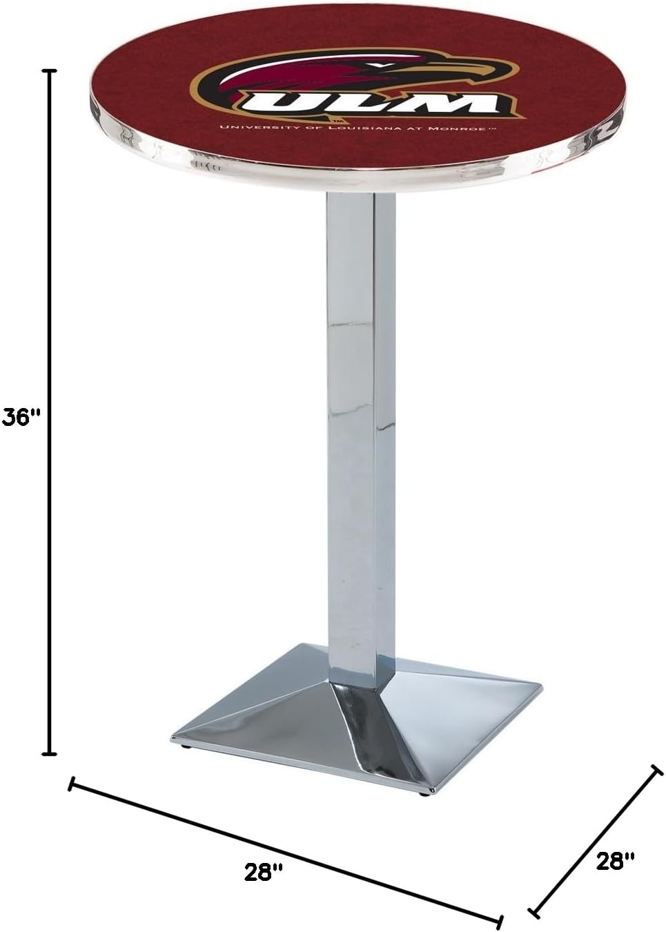 HBS L217-36" Chrome Louisiana-Monroe Pub Table by Holland Bar Stool Co.