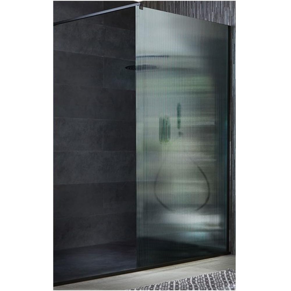 Milano Graphite Florence Black Fluted Glass Shower Enclosure Tray - 1500Mm X 800Mm