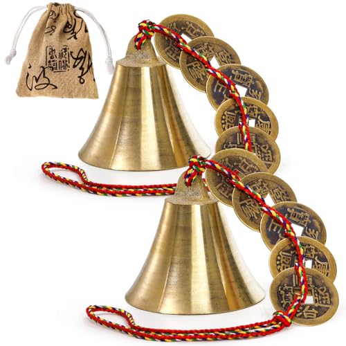 YOUEON 2 Pcs Chinese Lucky Bell for Wealth and Safe,...