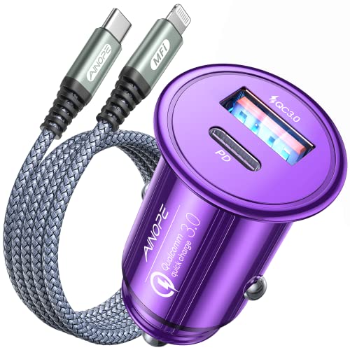 [Apple MFi Certified] AINOPE 54W Fast Car Charger iPhone, [Mini&Metal] USB C Adapter PD3.0&QC3.0 Compatible with iPhone 14 Pro Max/14 Plus/13 Pro Max/12 Kits