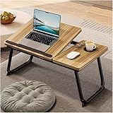Bandeja para Cama Mesa Plegable de Desayuno Bandeja Ordenador Portátil Multifunción Escritorio Plegable para Cama y sofá (AB, Marron)