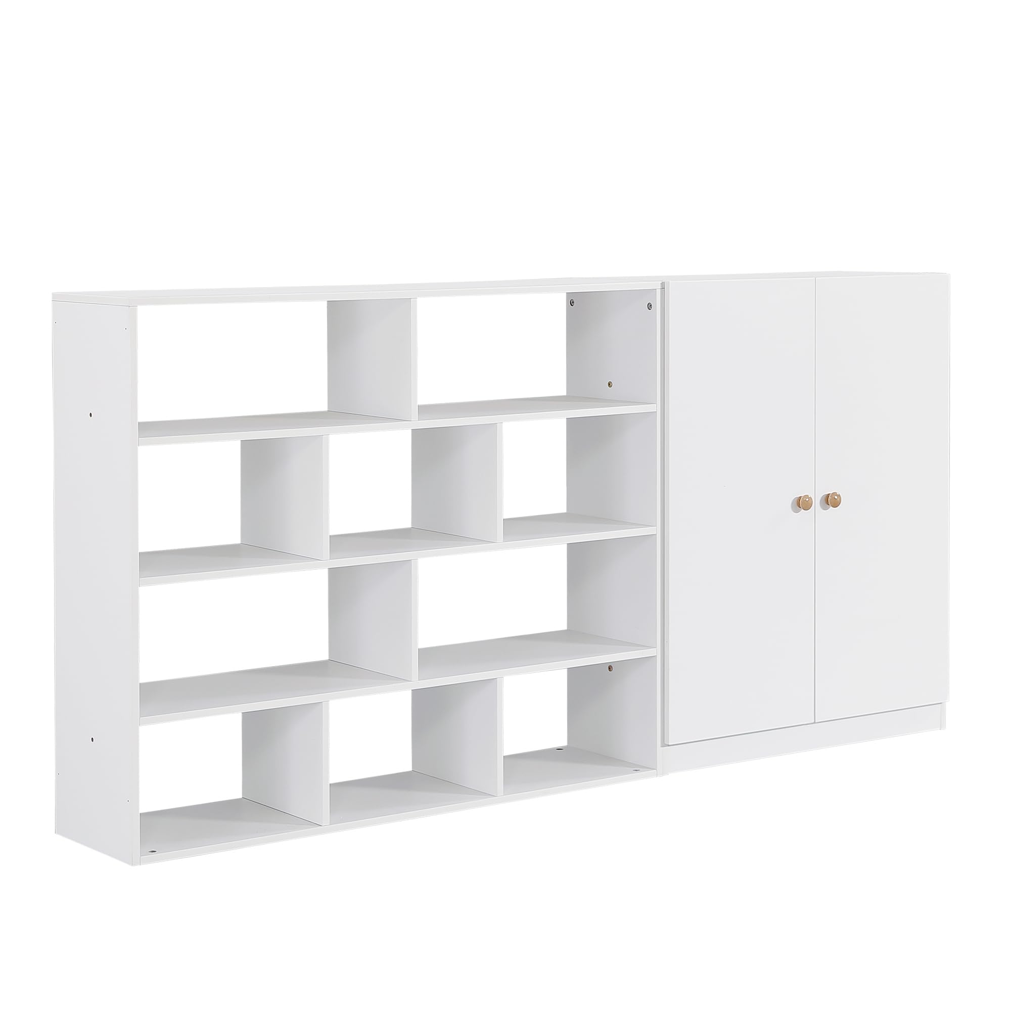 Merax Etagenbett 90x200cm, Kinderbett Hochbett mit Rutsche & Kleiderschrank & Regale, Platzsparendes Stockbett Hausbett mit Lattenrost & Rausfallschutz, Praktisches Jugendbett, Ohne Matratze, Weiß