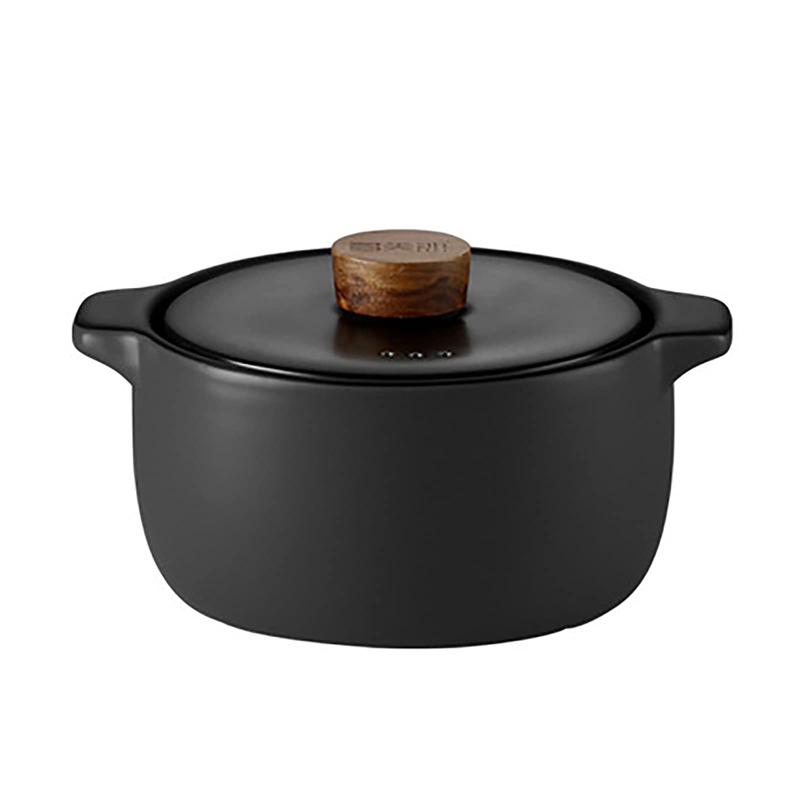 HUANGXING - Ceramic Casserole Dish with Acacia Wood Cap Heat-Resistant Stockpot Healthy Stew Pot Casserole Clay Pot,White (Color : Black)